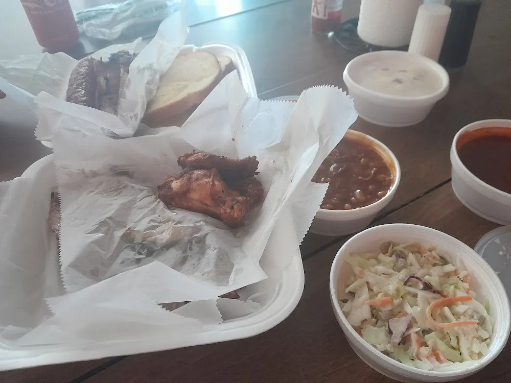 Chicken Wings Ribs Slaw Potato Salad Baked Beans